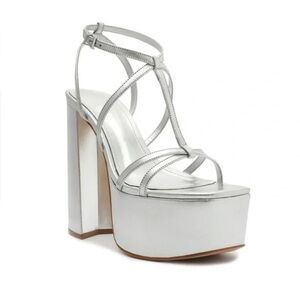 SCHUTZ ADRIANA SILVER PLATFORM HEELS SIZE 8.5 REVOLVE SHOPBOP